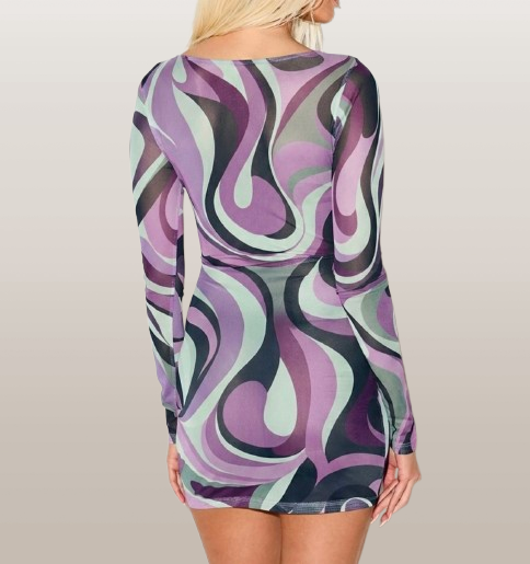 Purple Wave Beach Cover-Up