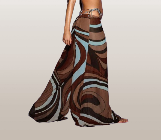 Brown Wave Beach Cover-Up Pants