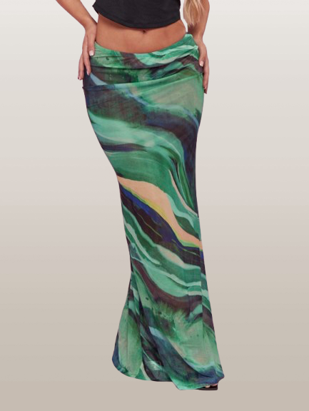 Forest Waves Maxi Skirt