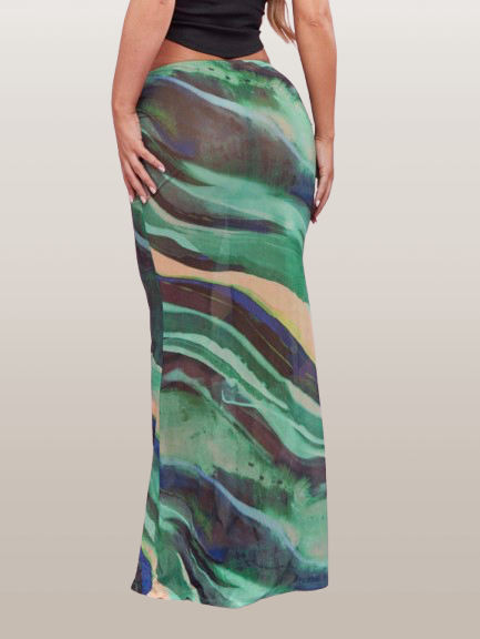 Forest Waves Maxi Skirt