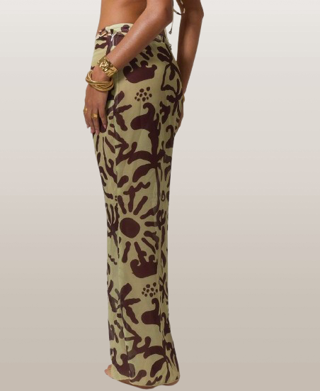 Lomhue Green Palm Print Skirt