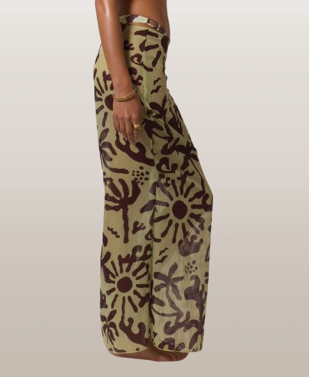 Lomhue Green Palm Print Skirt