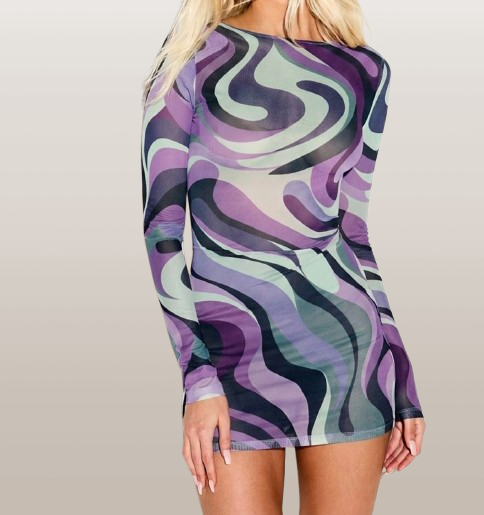 Purple Wave Beach Cover-Up