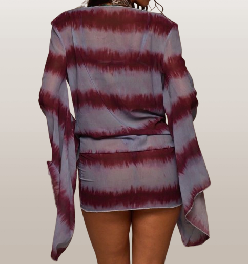 Purple Striped Beach Cover-Up