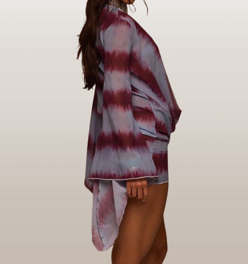 Purple Striped Beach Cover-Up