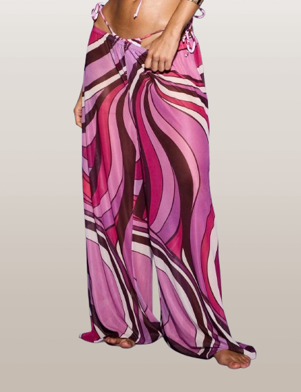 Pink Wave Beach Cover-Up Pants