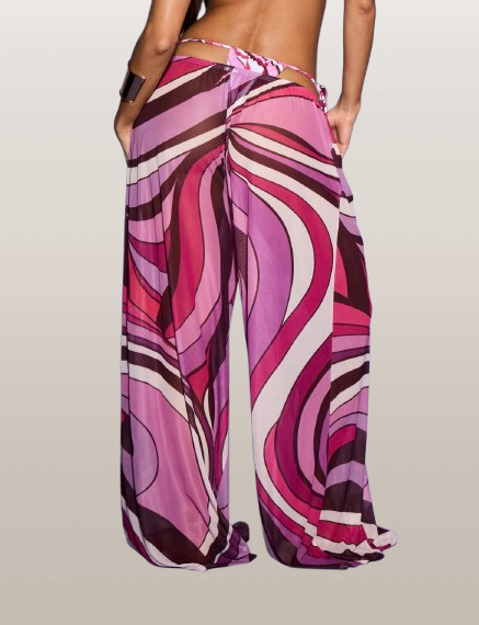 Pink Wave Beach Cover-Up Pants
