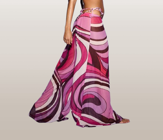 Pink Wave Beach Cover-Up Pants
