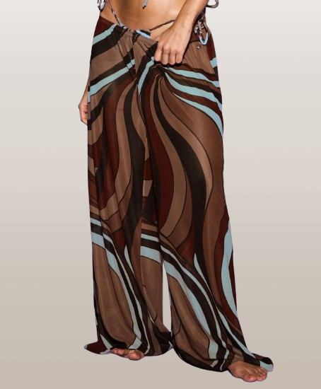 Brown Wave Beach Cover-Up Pants
