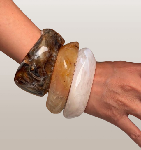 Sunset Marble Resin Bangle Set