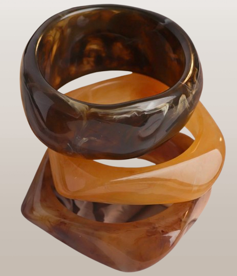 Earth Tone Marble Resin Bangle Set