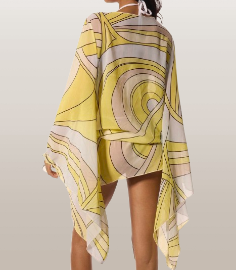 Yellow Wave Cover-Up Dress