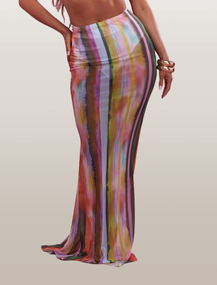 Vibrant Stripes Maxi Skirt