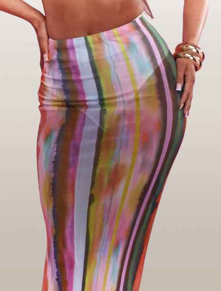 Vibrant Stripes Maxi Skirt